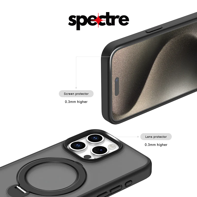 Stealth Case For iPhone 15 Pro With KickStand (Dark Blue)