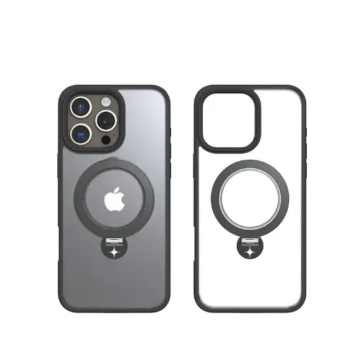 [SPCT-STK-IP15PM-BLK] Stealth Case For iPhone 15 Pro Max With Kick Stand (Black)