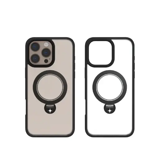 [SPCT-STK-IP16P-BLK] Stealth Case For iPhone 16 Pro With Kick Stand (Black)
