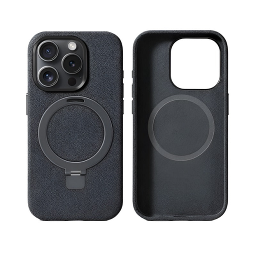 [ALCK-IP15PM-BK] iPhone 15 Pro Max With Kick Stand - Alcantara Case - Space Grey