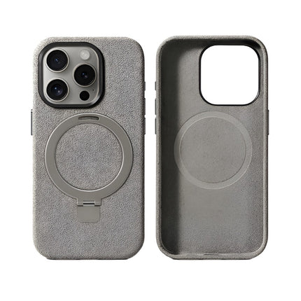 [ALCK-IP15P-NT] iPhone 15 Pro With Kick Stand - Alcantara Case - Natural Titanium